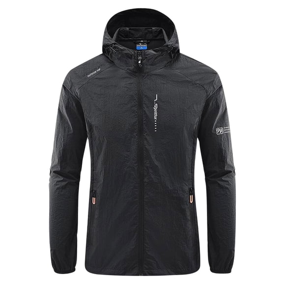 Dvkptbk Men's Casual Sunwear Zipper Light Jacket Hooded Sun Protection Long Sleeve Sunwear with Pockets
