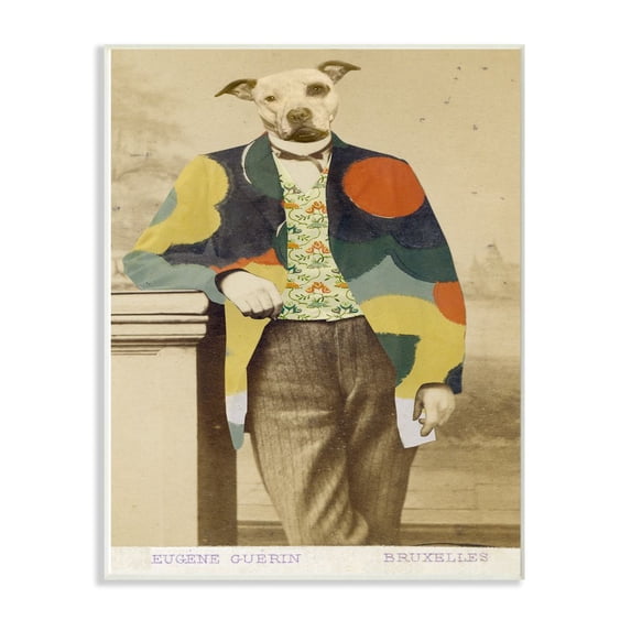 Stupell Industries Abstract Funny Vintage Dog Pet Animal Photo Wall Plaque Art by Villager Jim