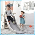 thumbnail image 4 of 4-in-1 Toddler Slide,Bus Playhouse Freestanding Baby Slide with Basketball Hoop, Bus Climber Slide Set with Storage Space for Indoor Outdoor Backyard Playground, 4 of 9