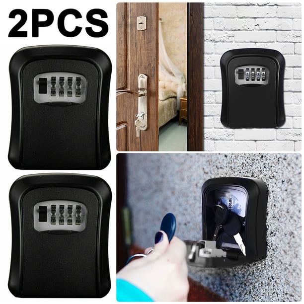 Caja Seguridad para Almacenamiento Llaves Con Montaje en Pared Contraseña Combinación 4 Dígitos Interior ()