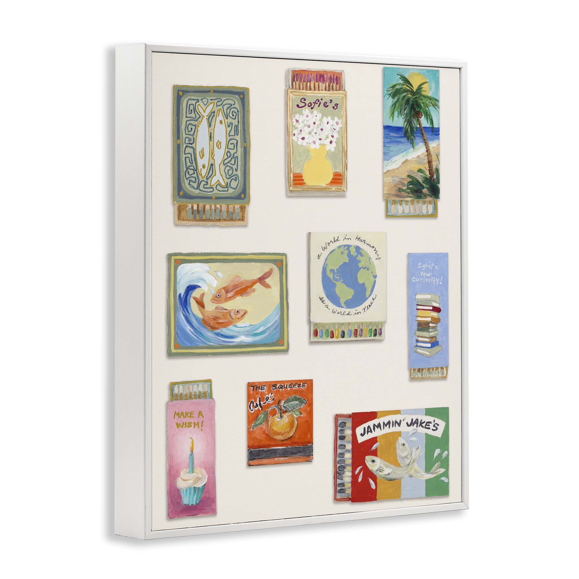 Stupell Industries World Matchbox Collection White Framed Giclee Art, design by Lanie Loreth