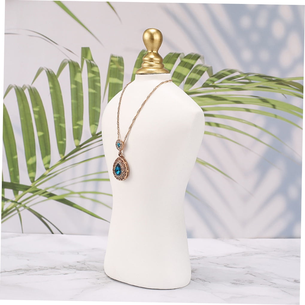 FONDOTIN White Resin Jewelry Display Mannequin Necklace Holder for Boutique and Retail Store Presentation