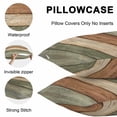 thumbnail image 5 of Throw Pillow Covers 16x16 Inch Set of 2, Farmhouse Sage Green Brown Waterproof Outdoor Pillow Covers, Vintage Wooden Striped Decorative Cushion Pillowcases for Couch, Sofa, Bed, Garden, Patio, 5 of 9