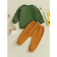 thumbnail image 2 of Lamuusaa Toddler Boy Clothes Long Sleeve Round Neck Pullover Elastic Waist Pants 2Pcs Warm Outfit, 2 of 9