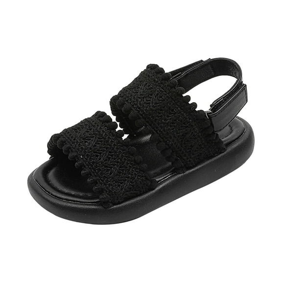 Zshosam Toddler Shoes Girl Toddler Girls Buckle Sandals Comfort Open Toe Sandal With Adjustable Back Strap (Black,7.5)