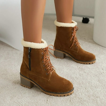 

Akiihool Womens Ankle Boots Women s Low Heel Ankle Boots Mid Calf Low Heeled Short Booties (Brown 9)