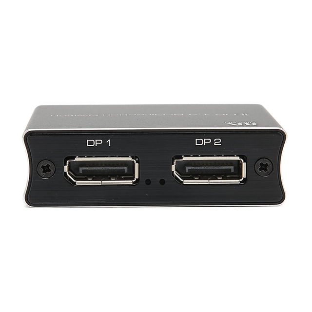Conmutador DP bidireccional Plug and Play de alta resolución de 2 entradas y 2 salidas con DisplayPort 1.4 de 8K, color negro
