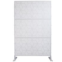 DUOSONG Outdoor & Indoor Privacy Screen Metal Privacy Screen 76" H×48" W, Freestanding Decorative Privacy Screen For Deck Balcony Patio, Privacy Fence Panels For Outside Lawn Garden Ps116 White White
