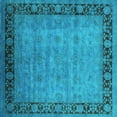 thumbnail image 1 of Ahgly Company Indoor Square Oriental Turquoise Blue Industrial Area Rugs, 5' Square, 1 of 4
