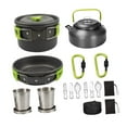 thumbnail image 3 of Kit de utensilios de cocina para acampar, olla para acampar, utensilios de cocina fáciles de limpiar, multifuncionales Verde, 3 of 9