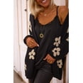thumbnail image 4 of Women's Black Floral Print Knitted Open Front Loose Cardigan - [ZhiHiMeRi] | (US 12-14)L, 4 of 10