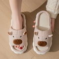 thumbnail image 4 of CHUMUD Cute House Linen Slippers - Women's Cartoon Animal Shape Memory Foam Home Slippers, Open Toe Breathable Indoor Slippers, 4 of 5