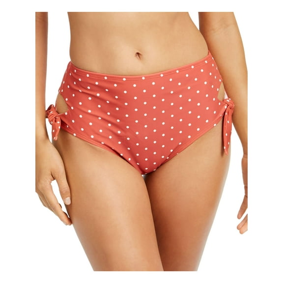 SUNDAZED Women's Brown Polka Dot Stretch Tie Lined Moderate Coverage Cutout Bikini Swimsuit Bottom XL