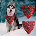 thumbnail image 5 of Paquete de 2 bandanas para perros a rayas rojas y verdes para mascotas, bufanda, babero, gorros navideños, perros grandes, disfraces, mascotas, celosía, bandana, copo de nieve (L, copo de nieve), 5 of 5