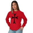 thumbnail image 4 of Medieval Knight Templar Christian Plus Size Long Sleeve Graphic Tee Shirt Brisco Brands 2X, 4 of 5
