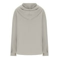 thumbnail image 5 of Jalioing Hooded Coat for Women Long Sleeved Casual Hoodies Single-Breasted Solid Color Ribbed Outwear (Large, Gray), 5 of 6