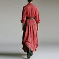 thumbnail image 5 of Stichou Women's Spring Vintage Plaid Maxi Shirt Dresses Long Sleeve Button Down Swing Long Dress Red L, 5 of 5
