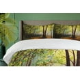 thumbnail image 4 of Ambesonne Forest Duvet Cover Sets, Spring Woodland Trees, 2-King, Fern Green Cinnamon, 4 of 7