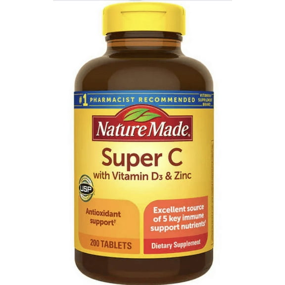Nature Made Super C with Vitamin D3 and Zinc, 200 Tablets