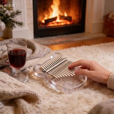 Wooden and crystal thumb piano, 21-key kalimba, C major, 17-note, beginner's plucked musical instrument.