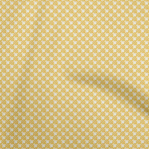 oneOone Cotton Poplin Yellow Fabric Houndstooth Sewing Craft Projects Fabric Prints By Yard 56 Inch Wide