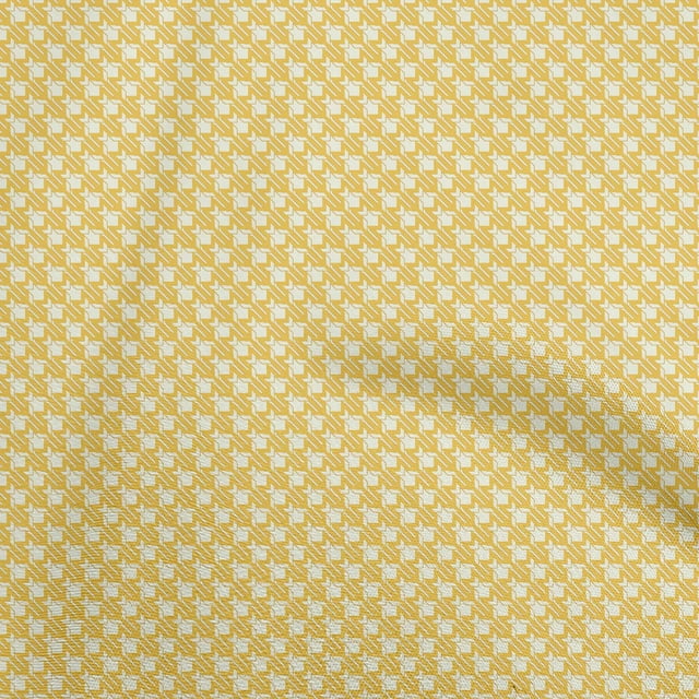 oneOone Silk Tabby Yellow Fabric Houndstooth Sewing Craft Projects Fabric Prints By Yard 42 Inch Wide