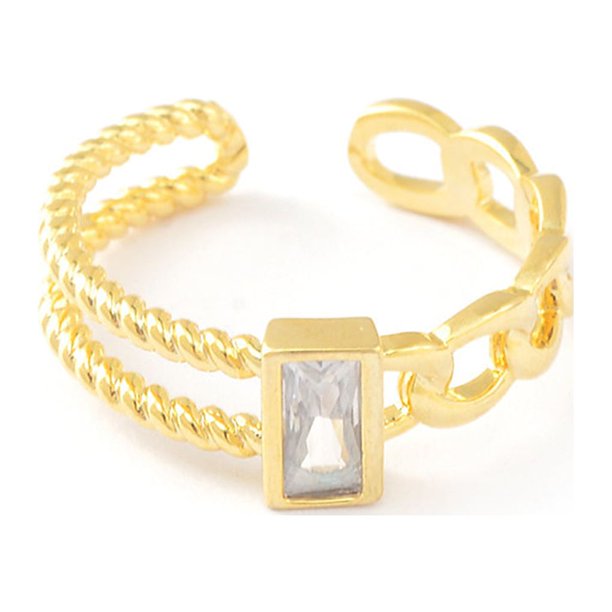 Qarigey Anillo de apertura para mujer, anillos de decoración de circonita geométrica de Metal de cobre, joyería de mano para chicas, joyería para Ropa, zapatos y accesorios Miscelánea Qarigey AP015115-00