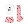 thumbnail image 3 of Arshiner Girls Pajama Set 3 Piece Short Sleeve Sleepwear Summer Soft Cute Pjs Outfits, 3 of 3