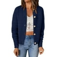 thumbnail image 2 of idosla Women's Knit Cardigan Sweaters Casual Long Sleeve Open Front Button Down Trendy Jackets Outerwear (Navy, XL), 2 of 8