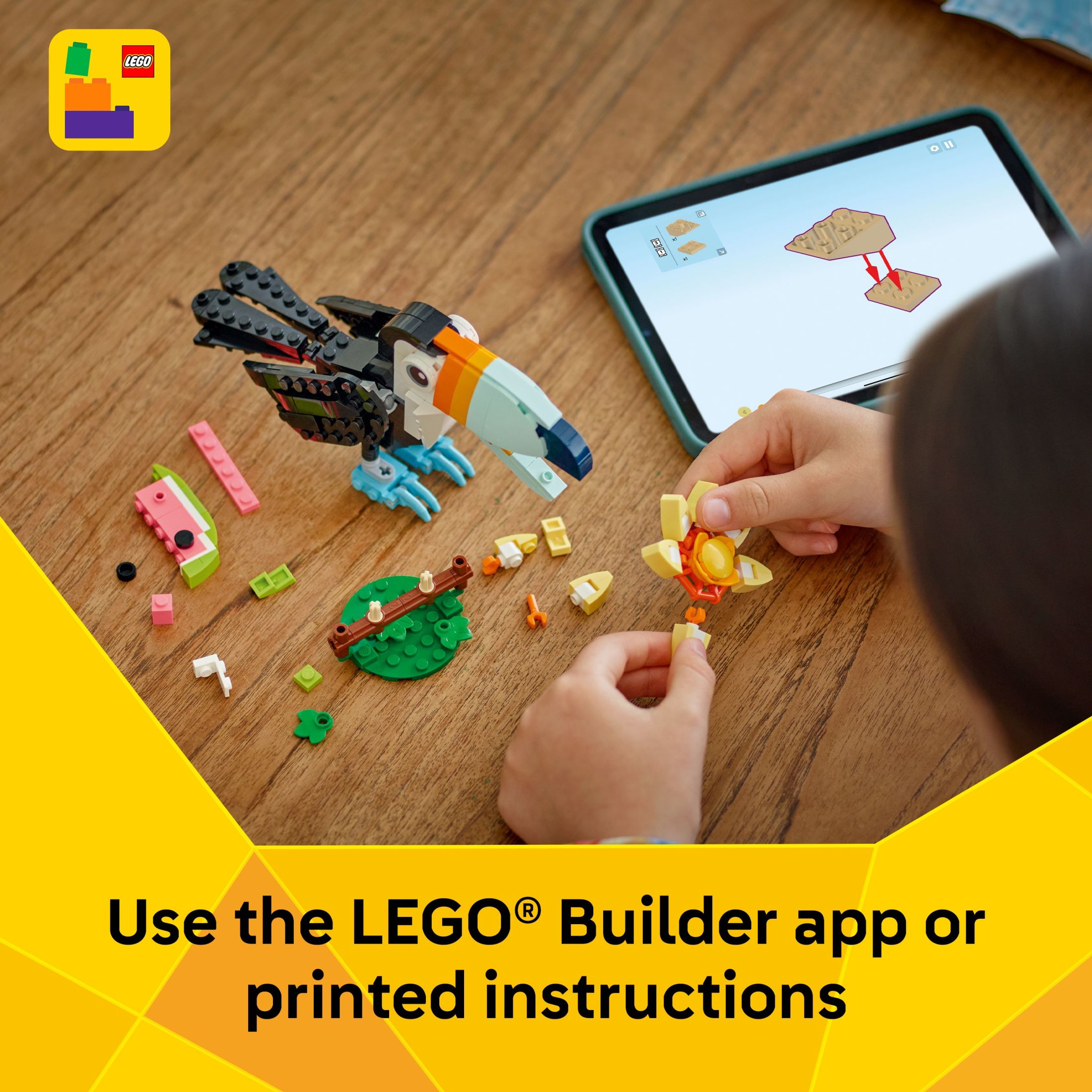 LEGO Creator 3 en 1 Animales Salvajes: Tucán Tropical Juguete de Construcción - Juguete de Aprendizaje para Niñas y Niños, Mayores de 7 - 3 Opciones de Construcción en 1 Set - Regalo de Cumpleaños - 31173 7