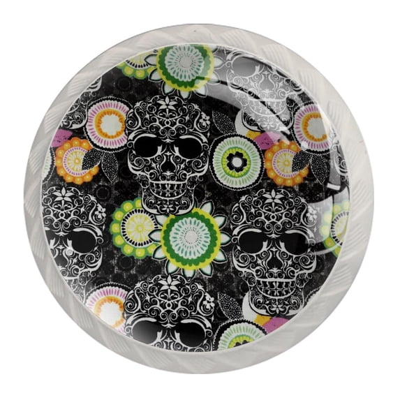 4 Pcs Skull Knobs for Kitchen Cabinet Cupboard Dresser Bookcase Drawer Pulls Handles Round Home Decor