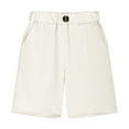thumbnail image 4 of ZACPNCV Boys School Uniform Shorts Stretch Pull On Chino Shorts Youth Cropped Shorts with Pockets White 7-8 Years, 4 of 7