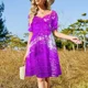 thumbnail image 4 of Vestido abstracto de manga corta en color rosa y naranja para mujer, novedad de verano, vestido de playa., 4 of 7