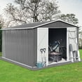 thumbnail image 6 of Outdoor Waterproof Storage Shed, 10 x 8Ft Gable Sloping Roof Storing Tools Metal Shed with Double Door, 6 of 8