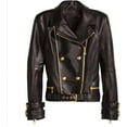 thumbnail image 2 of Womens Brando Jacket rose gold leather jacket studded leather jacket, 2 of 5