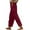 Red, variant on Simua Womens Cotton Capri Pants High Waisted Wide Leg Drawstring Casual Loose Trousers with Pockets