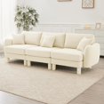 thumbnail image 3 of Modular Sectional Sofa, 3-Seat Deep Seat Sofa for Living Room, Cloud Couch Style Boucle Fabric Recliner, Shell-Shaped Armrests Cylindrical Legs Beige Sofa, Wood Frame, Easy Assembly, 3 of 9