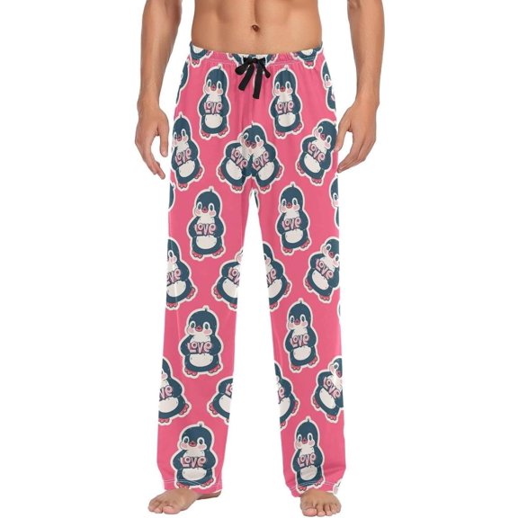 GZHJMY Penguin Pajama Pants for Men, Lounge Pants Lightweight Men Pajama Bottoms with Drawstring Pockets, Christmas New Year Birthday Gifts, Large