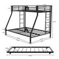 thumbnail image 4 of Tcbosik Metal Bunk Bed with Trundle, Twin Over Full Size Metal Bed Frame with Guardrail and Ladders for Bedroom, Space Saving, Black, 4 of 10