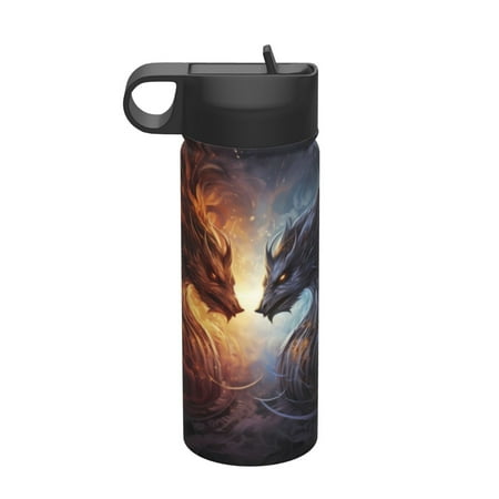 

Fuzoiu Red And White Beast Print 18oz Insulated Sports Kettle Outdoor Sport Gym Stainless Steel Water Bottle With Straw Lid
