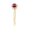 thumbnail image 3 of ANGARA Natural Round Ruby Three Stone Halo Ring with Diamonds in 14K Yellow Gold for Women (Size-5mm) | July Birthstone, Birthday, Anniversary, Jewelry Gift for Women | Natural Ruby Ring, 3 of 8