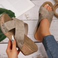 thumbnail image 6 of Fukaraa Wide Width Wedge Sandals Women Platform Open Toe Buckle Strap Dressy Summer, 6 of 9