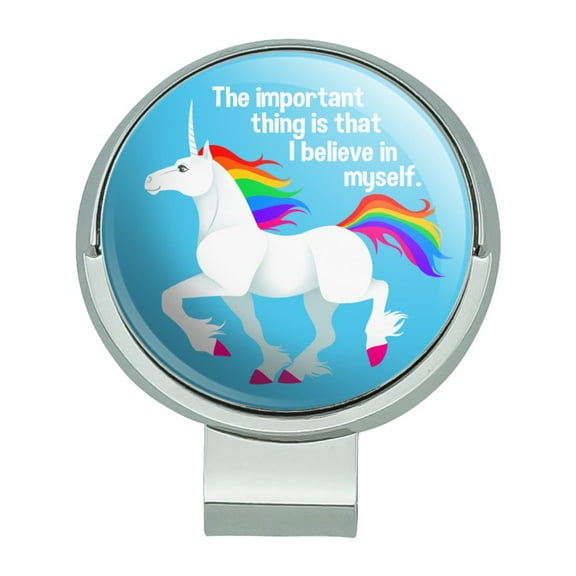 Unicorn The Important Thing is That I Believe in Myself Golf Hat Clip With Magnetic Ball Marker