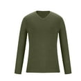 thumbnail image 3 of Turilly Shirts for Men Solid Color Sweater V-Neck Long Sleeves Sweater Head Cover Bottom Layer Shirt, 3 of 5