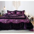 thumbnail image 3 of Midnight Bloom Floral Ruffle Faux Satin Comforter Set by Tache Home Fashion, 3 of 6