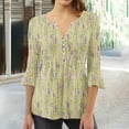 thumbnail image 2 of Blouses pour Femmes, T-Shirt Imprimé pour Femmes Blouse à Manches 3/4 Col en V Décontractée, 2 of 5