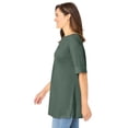 thumbnail image 3 of Woman Within Plus Size Perfect Cuffed Elbow-Sleeve Boat-Neck Tee, 3 of 6