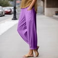 thumbnail image 2 of HXWCHs High Waist Button Front Wide Leg Cropped Trousers for Women Loose Fit Comfortable Daily Wear Casual Pants M Purple, 2 of 6