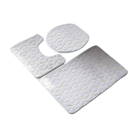3 Piece Bathroom Rug Set Bathroom Bath Mat Toilet Lid Cover U Shape Rug Bath Rug Light Violet