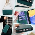 thumbnail image 6 of Allytechgroup Premium Wallet Case for Samsung Galaxy S20 FE 5G, Stylish Phone Case with Card Slots and Metal Shoulder Strap Flip Cover Stand RFID Blocking Slim Case for Women Girls, Green, 6 of 8